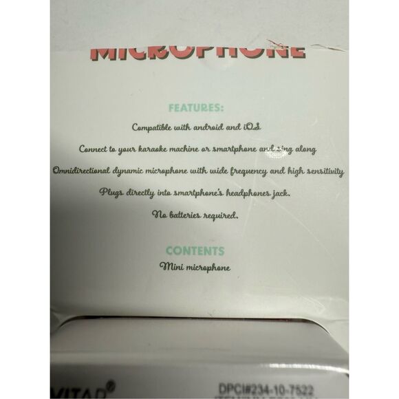 Vivitar Mini Microphone Connect to Smartphone (Android or IOS)or Karaoke - Picture 3 of 6